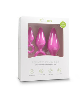 Набор анальных пробок Pink Buttplugs With Pull Ring - Set, розовый - No Taboo