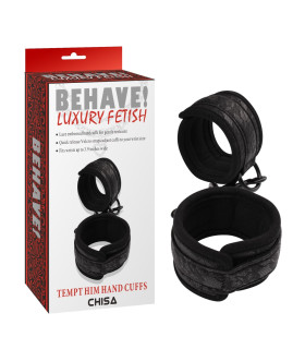 Браслети-наручники на липучках Chisa Behave Tempt Him, чорна - No Taboo