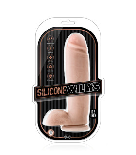 Силіконовий фалоімітатор реалістик з яєчками, тілесний, 22.8 см - No Taboo