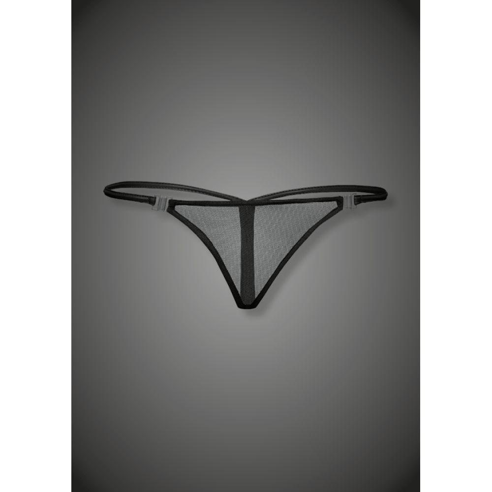 Стринги прозрачные с застежками Noir Handmade M, черные (37388), zoom