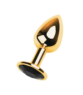 Анальная пробка, металл золотистый, с кристаллом цвета черный 7х 2,8 см, 50 г - No Taboo