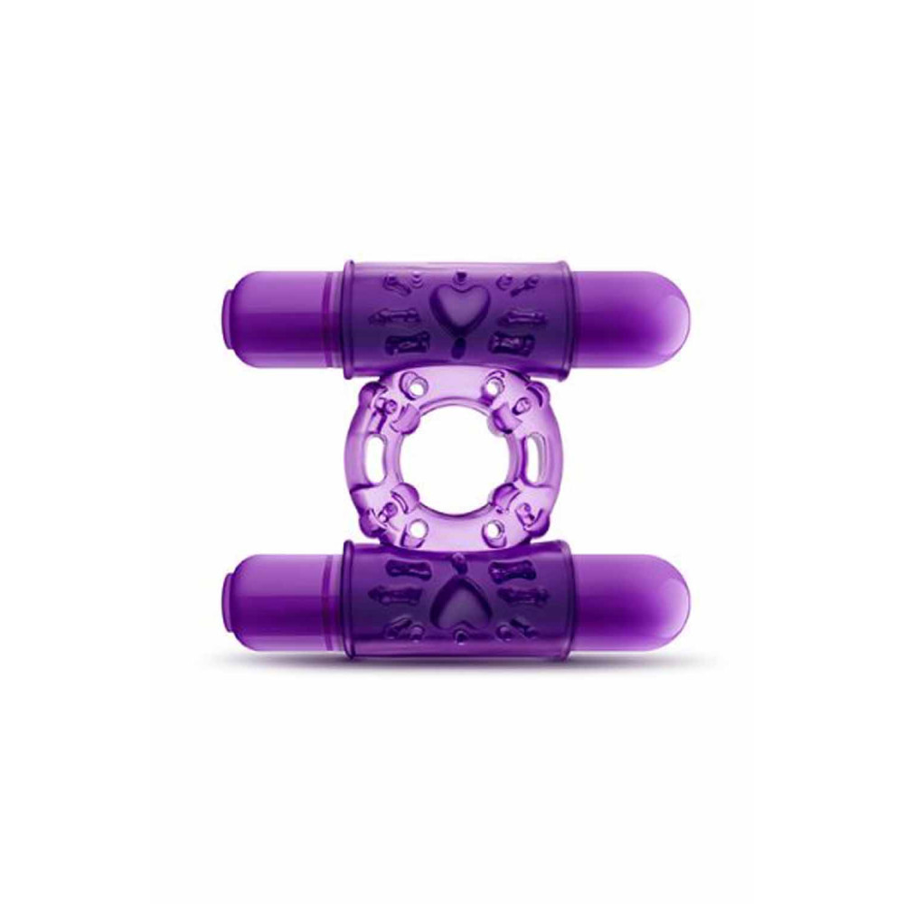 Ерекційне кільце з подвійною вібропулею, фіолетове (33705), zoom