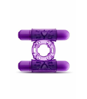 Эрекционное кольцо с двойной вибропулей, фиолетовое - No Taboo