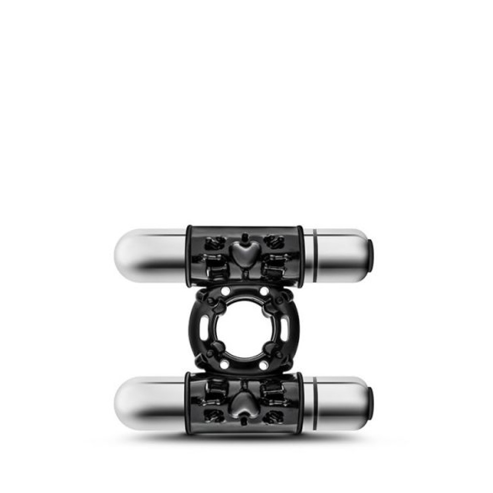 Эрекционное кольцо с двойной вибрацией, черное (37601), zoom