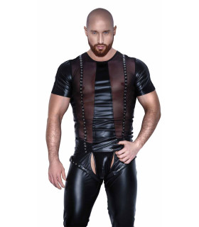 Футболка в заклепками и полупрозрачными вставками Noir Handmade, размер L - No Taboo