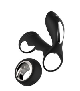 Подвійне ерекційне віброкільце Dream Toys Midnight Magic з пультом, чорне, 10 х 3.2 см - No Taboo