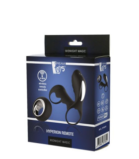 Подвійне ерекційне віброкільце Dream Toys Midnight Magic з пультом, чорне, 10 х 3.2 см - No Taboo