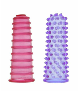 Рельєфні насадки на пальці з реберцями і пухирцями, 2 шт - No Taboo