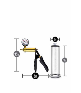 Помпа вакуумна з манометром Blush з пістолетом, прозора, 22.9 х 5.1см - No Taboo