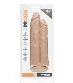 Двойной фалоимитатор-гигант Blush Dr Skin на присоске, бежевый, 26.6 х 8.2 см - No Taboo