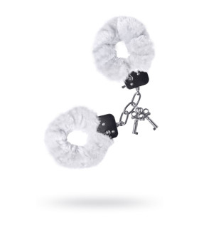 Металеві наручники зі штучним білим хутром - No Taboo