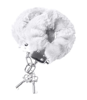 Металеві наручники зі штучним білим хутром - No Taboo