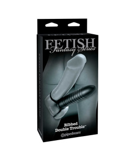 Насадка на член, рельєфна, Pipedream для подвійного проникнення, чорна, 17.5 х 3 см - No Taboo