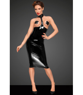 Платье с ошейником и открытой грудью виниловое Noir Handmade M - No Taboo