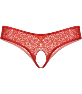 Червоні мереживні трусики зі стразами і інтимним вирізом, M / L - No Taboo