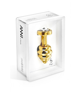 Анальная пробка ребристая со стразами Diogol 30 mm - No Taboo