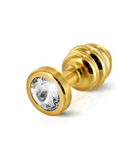 Анальная пробка ребристая со стразами Diogol 30 mm - No Taboo