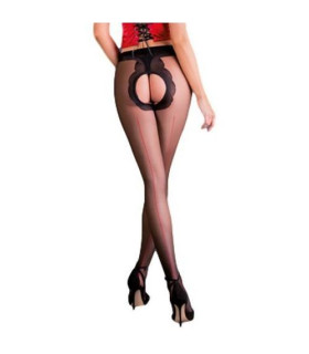 Еротичні колготки чорні з інтимним вирізом і червоною стрілкою 20 den S / M - No Taboo