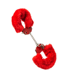 Наручники с красным мехом, металл - No Taboo
