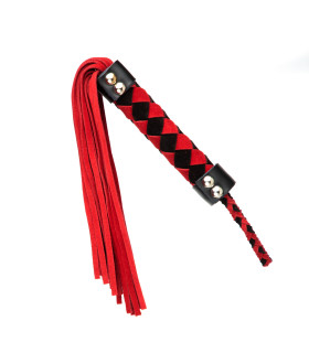 Плетка красная замш с ромбами на рукоятке - No Taboo