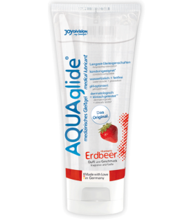 Съедобный лубрикант JoyDivision AQUAglide на водной основе со вкусом клубники, 100 мл - No Taboo