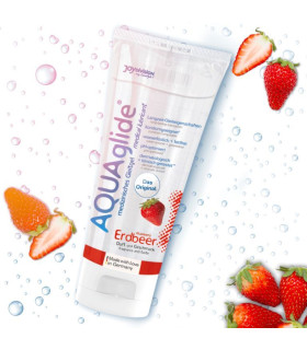 Съедобный лубрикант JoyDivision AQUAglide на водной основе со вкусом клубники, 100 мл - No Taboo