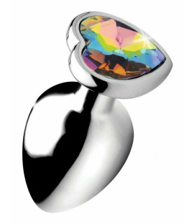 Анальная пробка метал Rainbow Heart Butt Plug - Medium - No Taboo