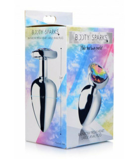 Анальная пробка, 4 см х 9.1 см, металлическая, с разноцветным камнем - No Taboo