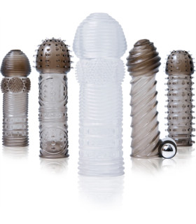 Набір гелевих насадок на член з вібропулею - No Taboo