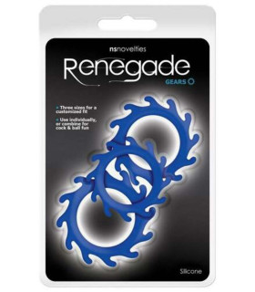 Набір з ерекційних кілець RENEGADE GEARS, синій - No Taboo