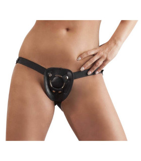 Трусики для страпона з трьома металевими кільцями PU Leather strap - No Taboo