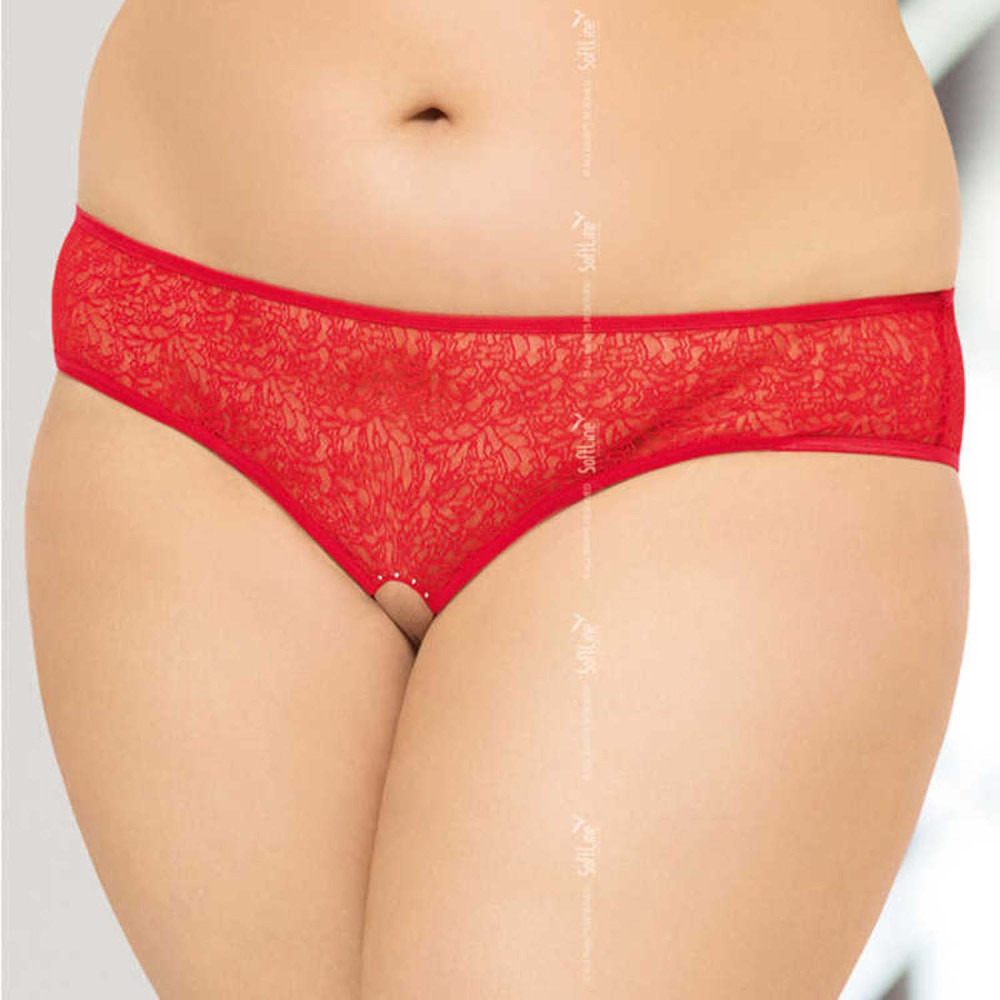 Сексуальні трусики відкриті мереживні, червоні XXL (27601), zoom