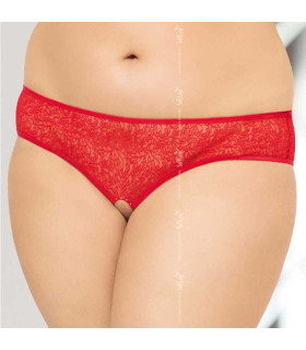 Сексуальні трусики відкриті мереживні, червоні XXL - No Taboo