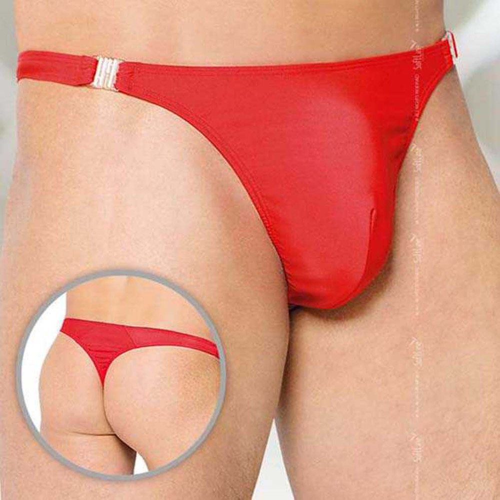 Стрінги чоловічі із застібкою Червоний L (35038), zoom