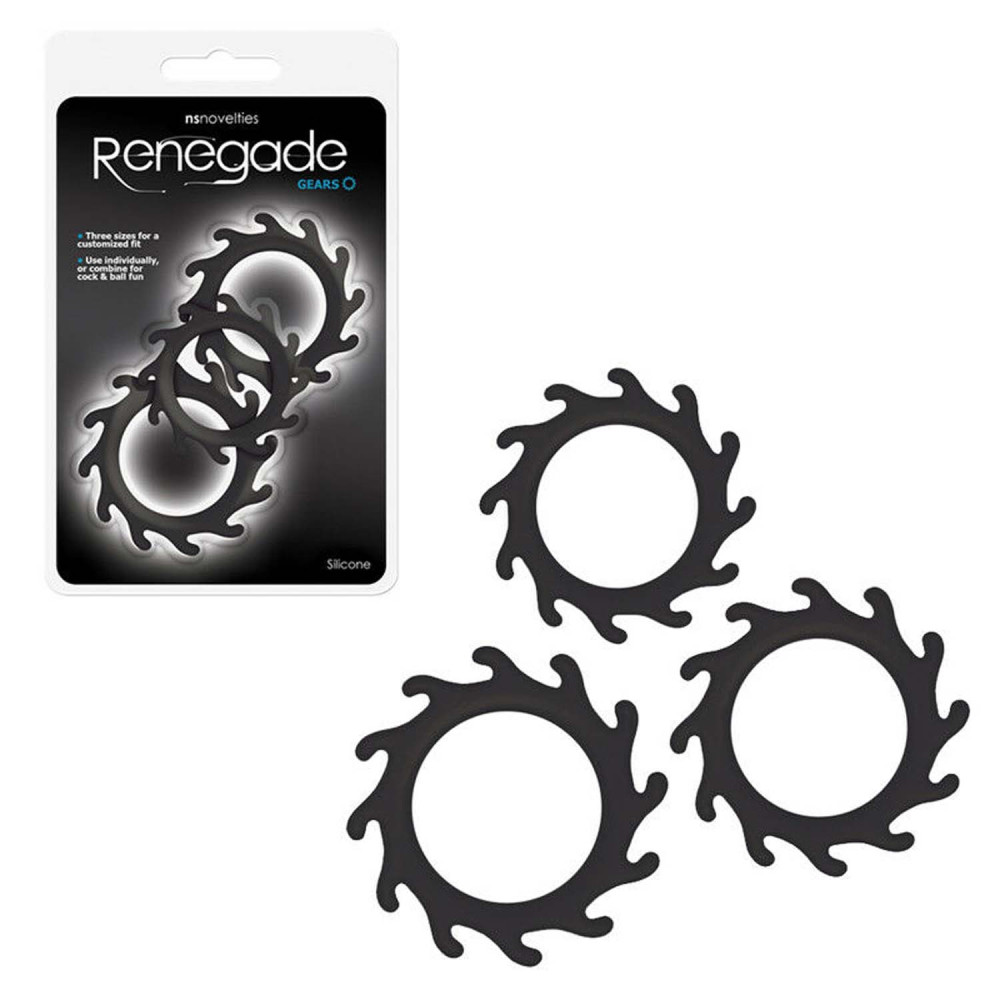 Набор из трех эрекционных колец черного цвета (33059), zoom