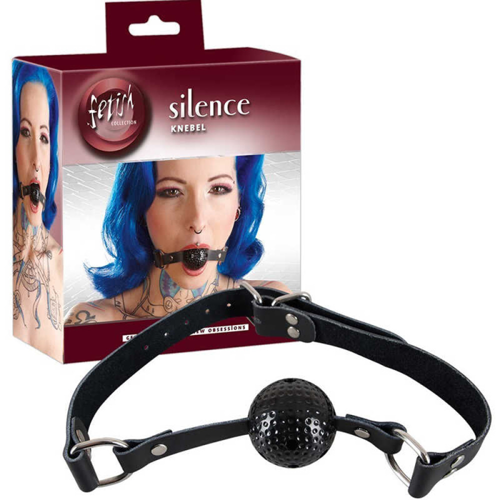 Кляп-кулька пластиковий з отворами, чорний (37213), zoom