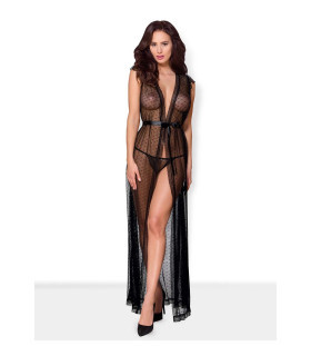 Сексуальний чорний довгий пеньюар S / M - No Taboo