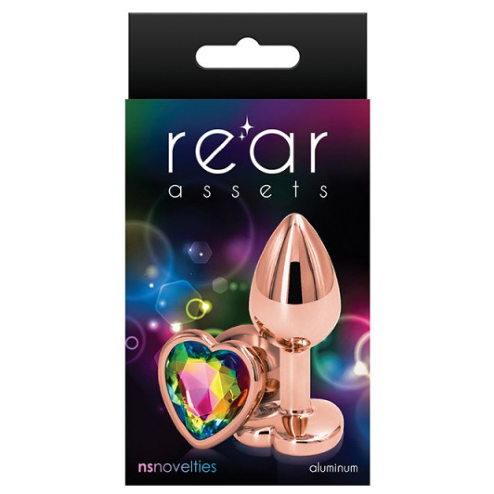 Анальная пробка с камнем в форме сердца, розовое золото, размер M (39301), zoom