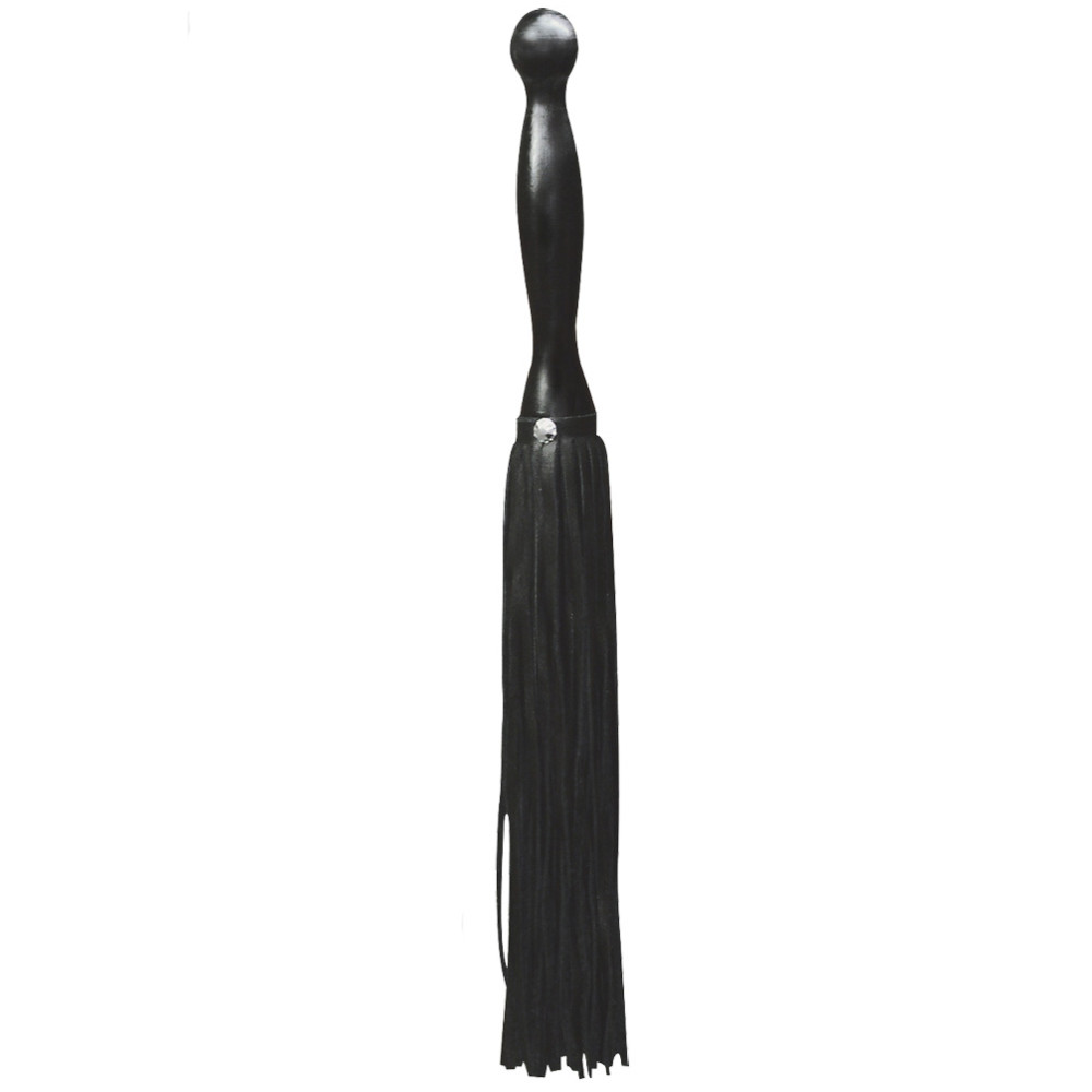 Флоггер (батіг) ZADO зі шкіри, рукоятка дерев'яна, чорна (2671), zoom