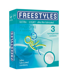 Презервативы ультратонкие FREESTYLES Ultra Ligh латексные, 0.04 мм, 3 шт - No Taboo