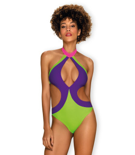 Яркий купальник Obsessive с глубоким декольте и вырезами по бокам, размер S - No Taboo