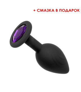 Анальная пробка со съемным камнем (смазка в подарок), размер S - No Taboo