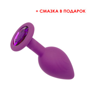 Анальная пробка с камнем (смазка в подарок), размер S - No Taboo