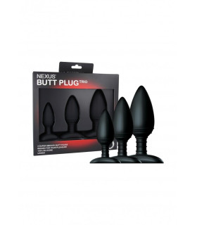 Набор анальных пробок Nexus Butt Plug Trio, 3 шт, черный - No Taboo