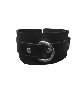 Нашийник шкіряний з нікель-фурнітурою, жорсткий, чорний - No Taboo