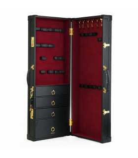 Шкаф-чемодан для БДСМ аксессуаров Upko, из итальянской кожи, черный, 14 предметов - No Taboo