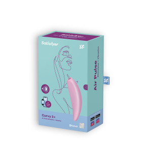Вакуумный стимулятор Satisfyer Curvy 3 с вибрацией и приложением, розовый, 14.8 х 4.8 см - No Taboo