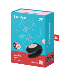 Вибратор для пар Satisfyer Double Joy с приложением, черный, 9.1 х 4.1 см - No Taboo