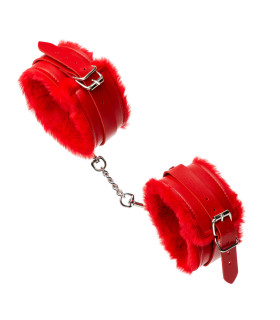 Поножи из экокожи с мехом, красные, размер L - No Taboo