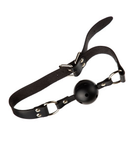 Кляп пластиковий на ремінці зі шкірозамінника, чорний - No Taboo